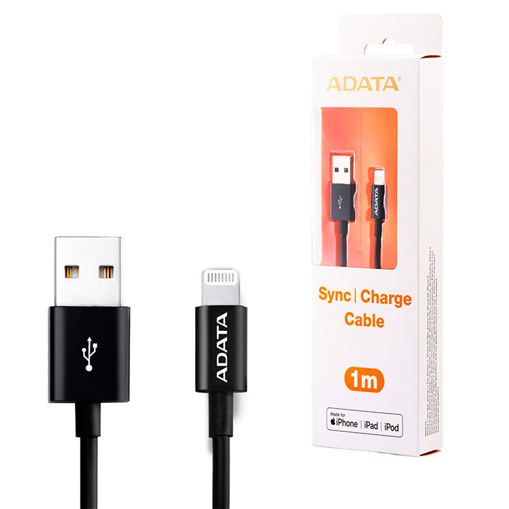 Cable lightning Adata AMFIPL-1M-CBK USB - Lightning, 1m