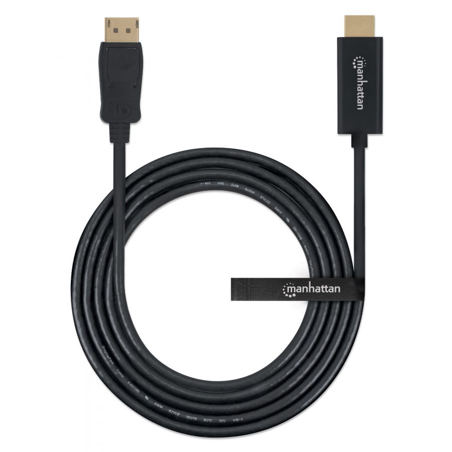 Cable DisplayPort a HDMI MANHATTAN 152679, 1,8 m, DisplayPort, HDMI, Negro, Macho/Macho