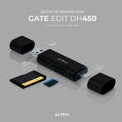 Lector Memorias USB A/USB C/MicroUSB Gate Edit DH450