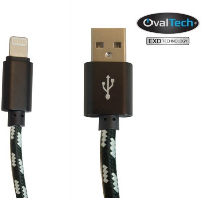 *Cable USB a Lightning, 1 m OVALTECH OVCAB-L006 nylon n/b