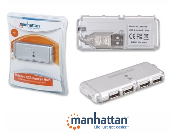 Hub USB 4 puertos Manhattan 160599 