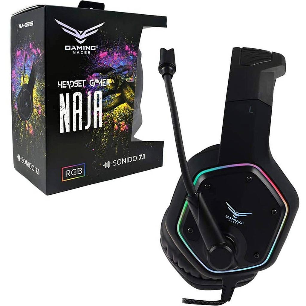 Audifonos Gamer 7.1 RGB Naja Mod. NA-0315 USB,cable 2mts. 