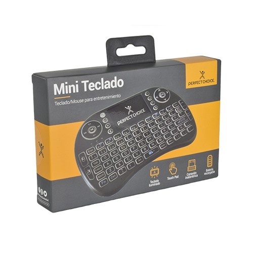 Mini Teclado PERFECT CHOICE PC-201007, QWERTY, Negro, Universal, Inalámbrico
