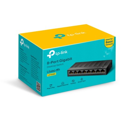 Switch No Administrable 8 Puertos TP-LINK LS1008G, Negro, 3.9 W