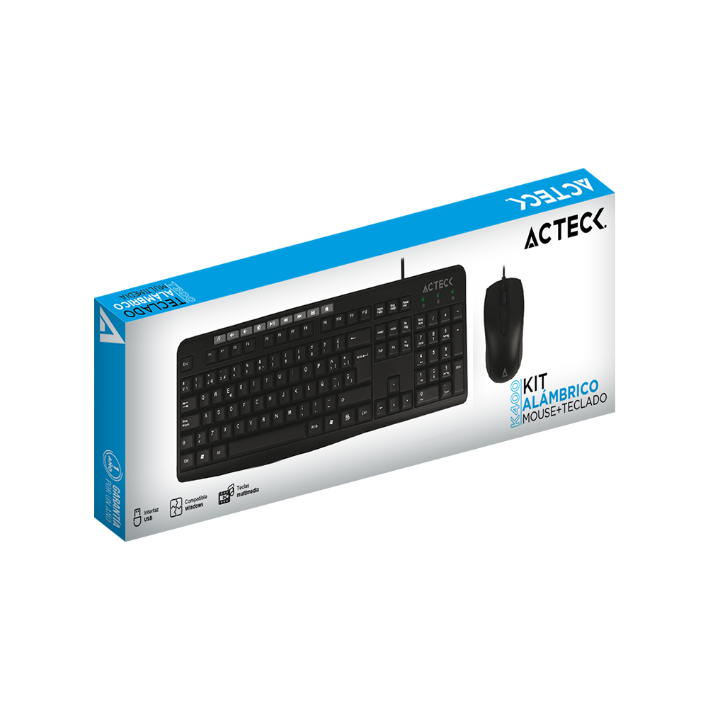 Kit Teclado y Mouse ACTECK K400, AC-929813 Estándar, 105 teclas, Negro,1000 DPI
