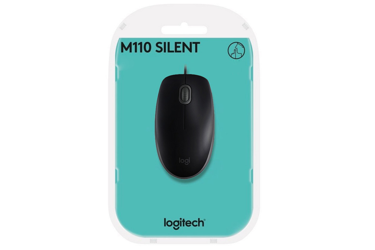 Mouse alámbrico LOGITECH M110 BLACK, Negro, 3 botones, Alámbrico, 1000 DPI